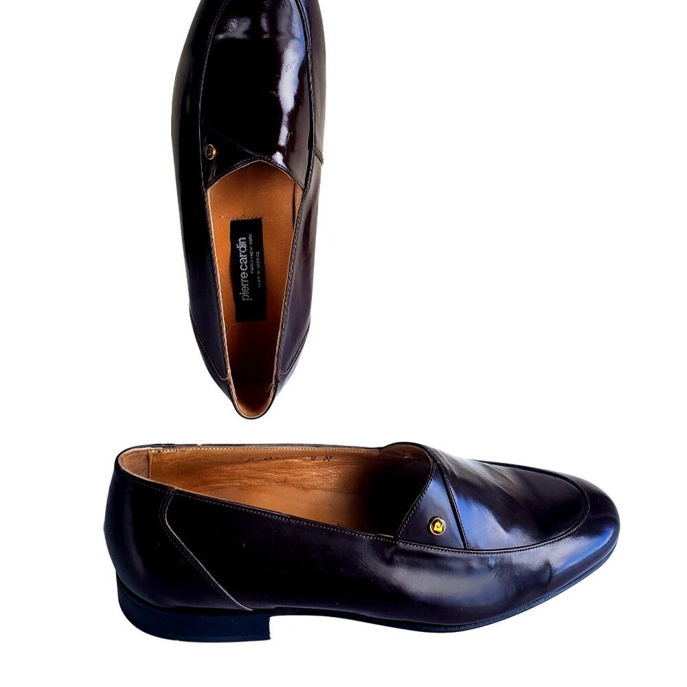 Pierre Cardin 70s Men Size 8 Brown Patent Leather Slip On Shoes Deadstock NWOT - Picture 8 of 12